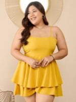 OnlyTrend Curve Women Shoulder Straps Plus Size Layered Jumpsuit