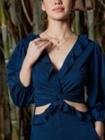 Onlytrend Teal Blue Basic Jumpsuit with Ruffles