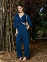 Onlytrend Teal Blue Basic Jumpsuit with Ruffles