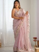 Anouk Embellished Sequinned Organza Saree