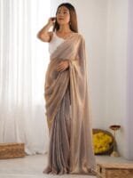 Anouk Embroidered Satin Saree