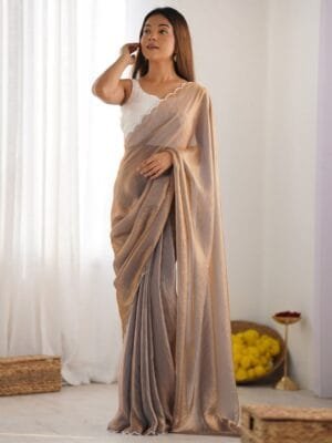 OnlyTrend Embroidered Satin Saree