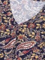 DressBerry Navy Blue & Mustard Yellow Floral Printed Maxi Dress