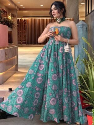 OnlyTrend Women Strapless Cotton Maxi Dress