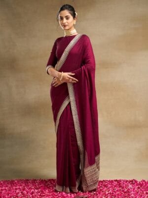 OnlyTrend Embroidered Pure Silk Saree
