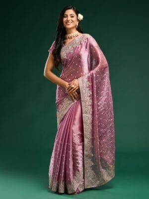 OnlyTrend Floral Embroidered Silk Blend Saree