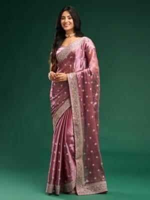 OnlyTrend Floral Embroidered Silk Blend Saree