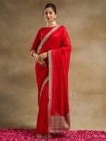 kasee Solid Embroidered Pure Silk Saree