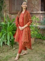 Libas Floral Printed Regular Gotta Patti Pure Cotton Kurta with Palazzos & With Dupatta