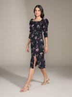 OnlyTrend Black & Pink Floral Printed A-Line Dress