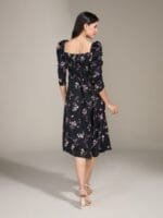 OnlyTrend Black & Pink Floral Printed A-Line Dress