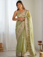 OnlyTrend Embellished Sequinned Organza Saree