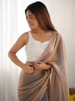 OnlyTrend Embroidered Satin Saree