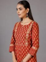 OnlyTrend Floral Printed Regular Gotta Patti Pure Cotton Kurta with Palazzos & With Dupatta