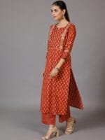 OnlyTrend Floral Printed Regular Gotta Patti Pure Cotton Kurta with Palazzos & With Dupatta