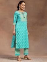 OnlyTrend Floral Printed Regular Gotta Patti Pure Cotton Kurta with Trousers & With Dupatta