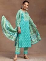 OnlyTrend Floral Printed Regular Gotta Patti Pure Cotton Kurta with Trousers & With Dupatta