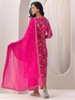 OnlyTrend Floral Printed Round Neck Pure Cotton Straight Kurta With Palazzos & Dupatta