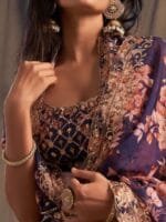 OnlyTrend Purple & Pink Embroidered Sequinned Shibori Semi-Stitched Lehenga & Unstitched Blouse With Dupatta