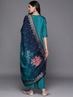 OnlyTrend Women Green Floral Pure Silk Kurta with Trousers & With Dupatta