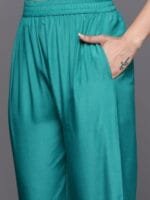 OnlyTrend Women Sea Green Floral Kurta with Trousers & With Dupatta