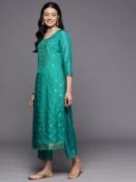 OnlyTrend Women Sea Green Floral Kurta with Trousers & With Dupatta