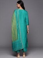 OnlyTrend Women Sea Green Floral Kurta with Trousers & With Dupatta