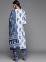 OnlyTrend Women White Paisley Motifs Printed Pure Cotton Kurta with Trousers & With Dupatta