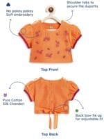 Tiber Taber Girls Embroidered Cotton Ready To Wear Lehenga & Blouse With Dupatta