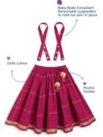 Tiber Taber Girls Embroidered Cotton Ready To Wear Lehenga & Blouse With Dupatta