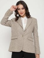 Onlytrend Self Design Shawl Collar Single Breasted Formal Blazer