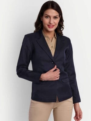 Onlytrend Notched Lapel Single Breasted Cotton Formal Blazer