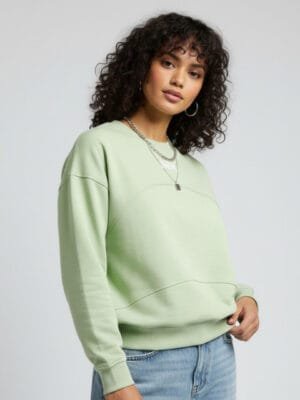 OnlyTrend Embroidered Detail Drop-Shoulder Sleeves Sweatshirt