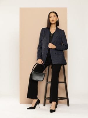 OnlyTrend Checked Relaxed Fit Double Breasted Blazer