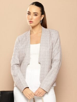 OnlyTrend Redloop Power Blazers Self Design Front-Open Blazers