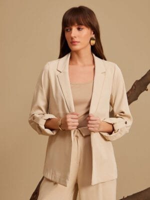 Onlytrend Notched Lapel Open Front Formal Blazer