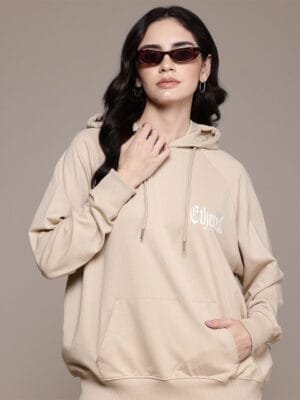 OnlyTrend The Life Co. Graphic Printed Hooded Longline Sweatshirt