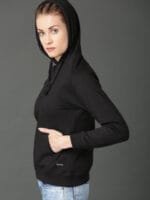 Roadster Women Black Solid Hooded Sweatshirt