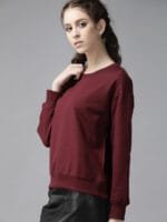 Roadster Women Burgundy Solid Sweatshirt