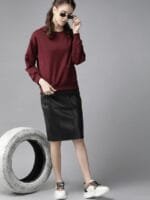 Roadster Women Burgundy Solid Sweatshirt