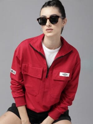 OnlyTrend Women Mock Collar Sweatshirt