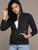 Roadster Women Solid Hooded Sweatshirt