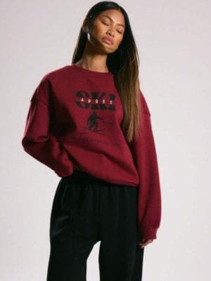 OnlyTrend Women Solid Maroon Round Neck Sweatshirt