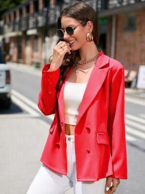 OnlyTrend Black Notched Lapel Collar Single-Breasted Casual Blazer