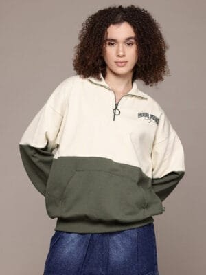OnlyTrend. Colourblocked Half Zipper Sweatshirt