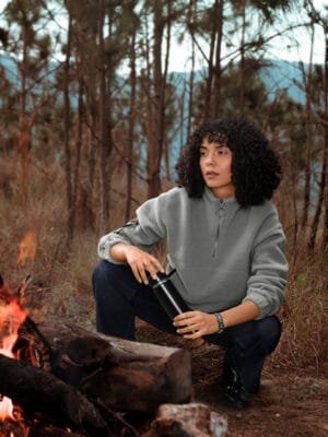 OnlyTrend. Self-Design Half-Zip Closure Sweatshirt