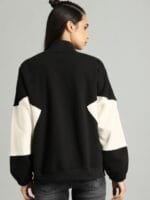 The Roadster Lifestyle Co Women Black & Off-White Colourblocked Sweatshirt