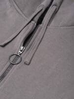 The Roadster Lifestyle Co Women Charcoal Grey Faux Fur Detail Hooded Solid Sweatshirt