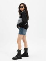 The Roadster Lifestyle Co. Women Colourblocked Shirt Collar Oversized Pullover Sweatshirts