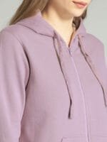 The Roadster Lifestyle Co Women Lavender Solid Hooded Sweatshirt